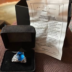 Simulated blue sapphire with Diamonite stones